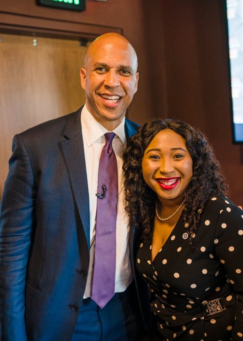 Representative Ajay Pittman with Presidential hopeful  Congressman Corey Booker when he visited Norman, OK in 2019