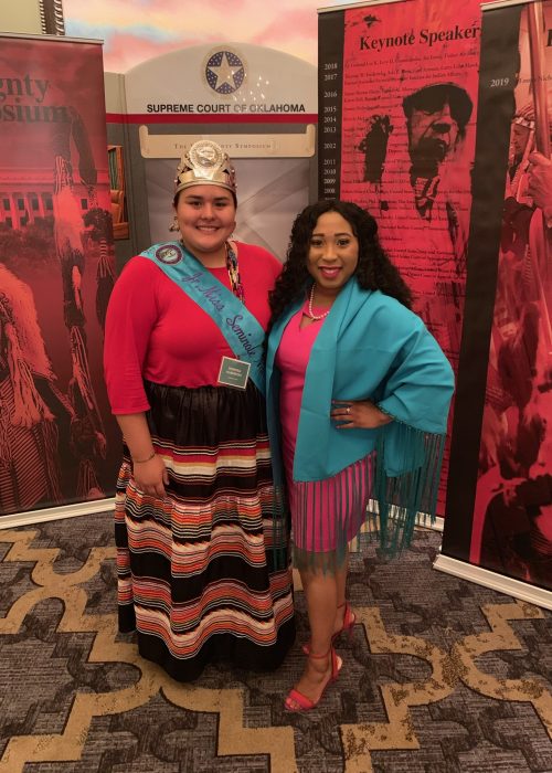 Pittman, Co-chair of the Native American caucus pictured with the Seminole Jr. Miss queen at the Sovereignty Symposium.