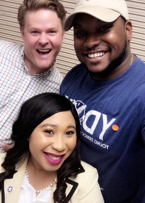 Representative Forrest Bennet, Young Democrats of America President Joshua Harris-Till, and Representative-Elect Ajay Pittman-2018