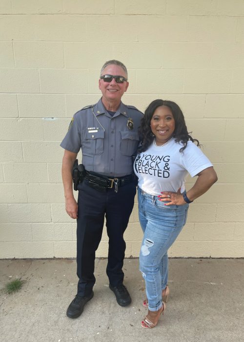 OKCPD Police Chief Wade Gourley with Representative Ajay Pittman at NEOKC community event.