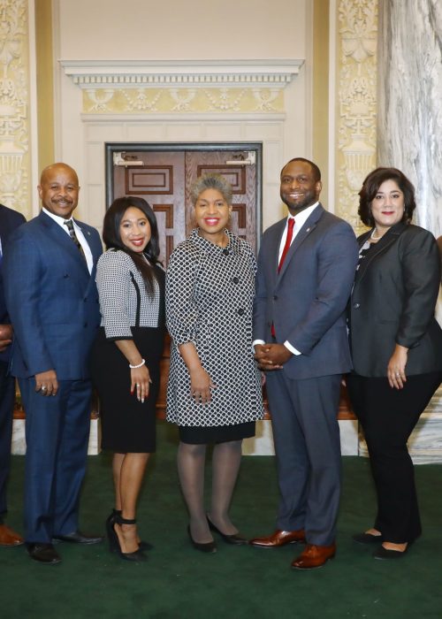 2019 Oklahoma Legislative Black Caucus (Left to Right) Rep. Monroe Nichols-Tulsa, District 72, Sen. Kevin Matthews-Tulsa, District 11, Rep. Ajay Pittman-OKC, District 99, Rep. Regina Goodwin-Tulsa, District 73, Rep. Jason Lowe-OKC, District 97, Rep. Merleyn Bell-Norman, District 45, and Sen. George Young-OKC, District 48