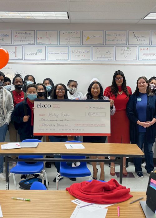 State Representative Ajay Pittman partners with Every Kid Counts Oklahoma to give a teacher $1,000 Dollars. They honored a teacher from Kipp OKC College Prep located in House District 99