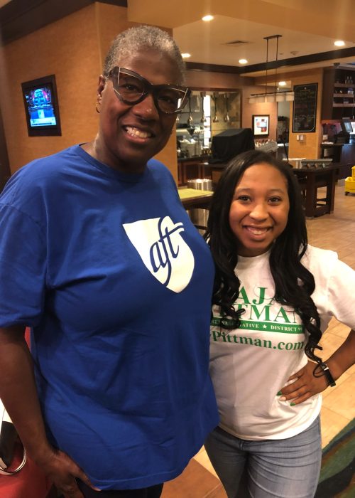 Rep. Ajay Pittman with Regina, a National Leader for AFT Labor Union